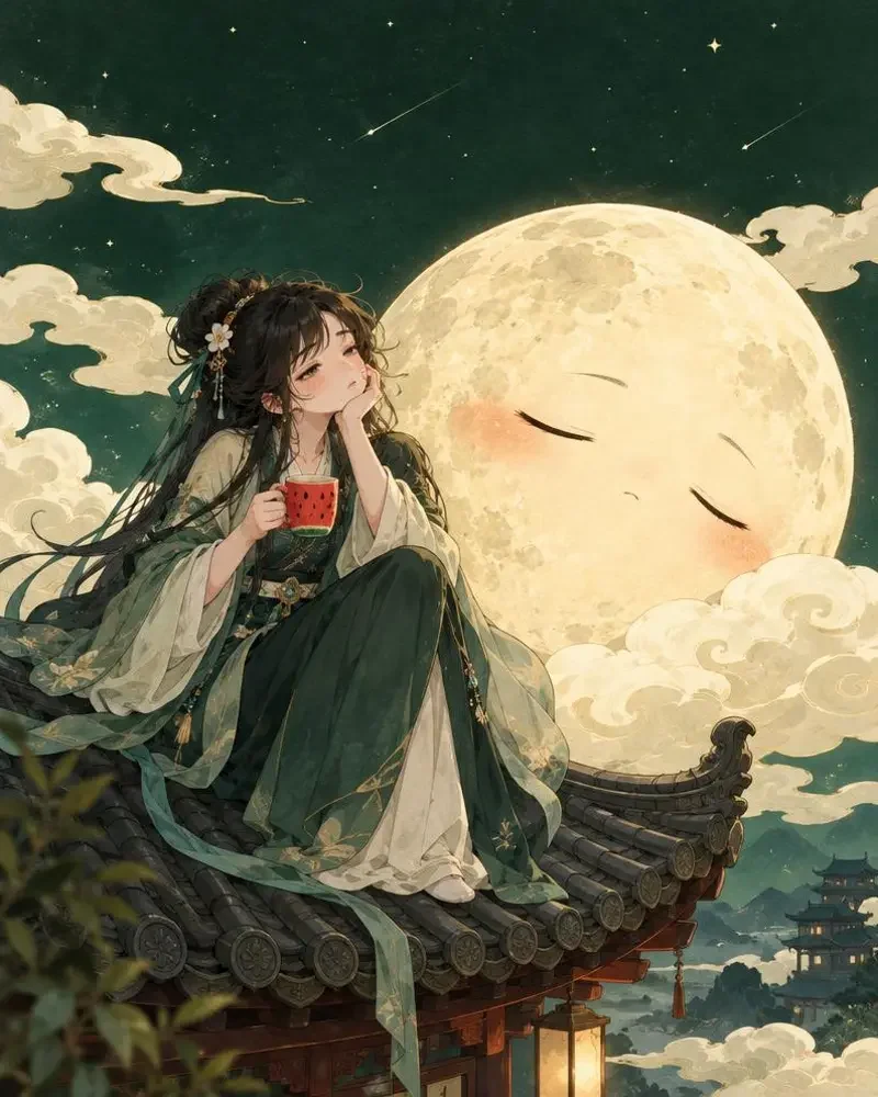 《失眠的月亮》封面图,治愈、奇幻题材,作者失眠所