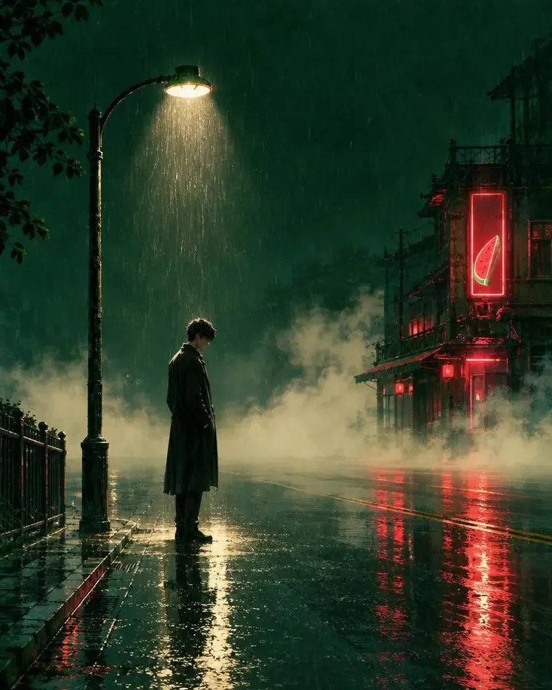 《雨夜里的人》封面图,悬疑、都市题材,作者迟雨
